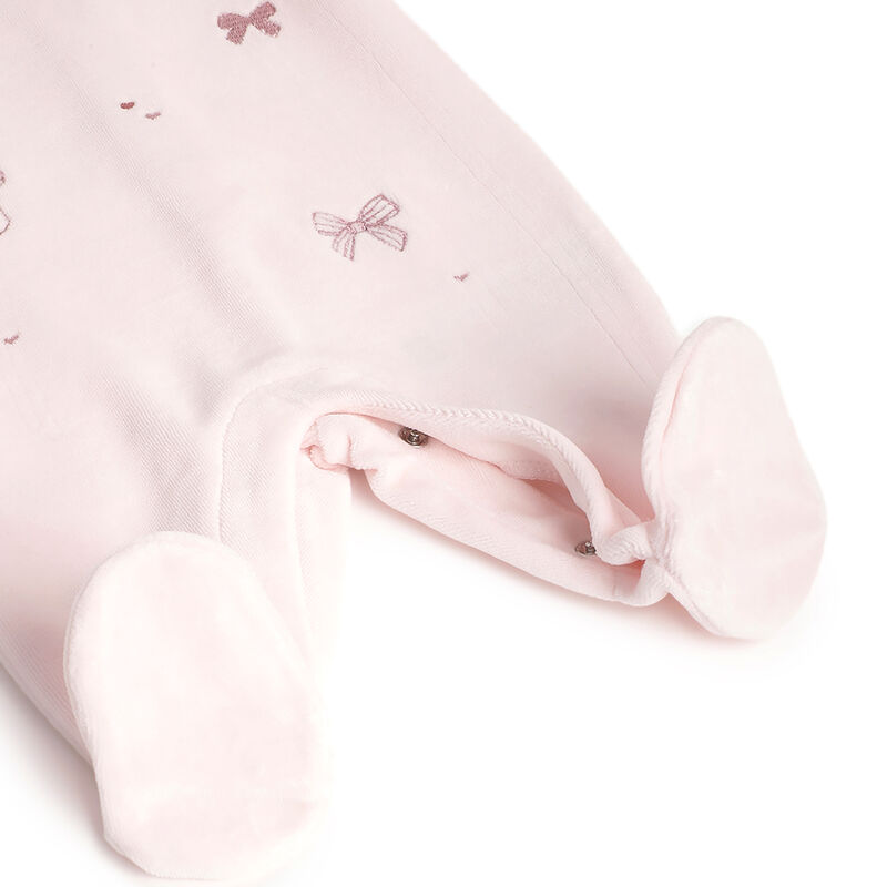 Girls Light Pink Embellished Leg Opening Babysuit image number 4
