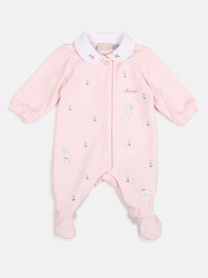Girls Light Pink Front Opening Babysuit