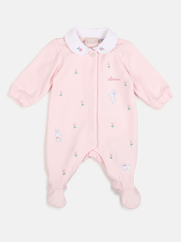 Girls Light Pink Front Opening Babysuit image number null