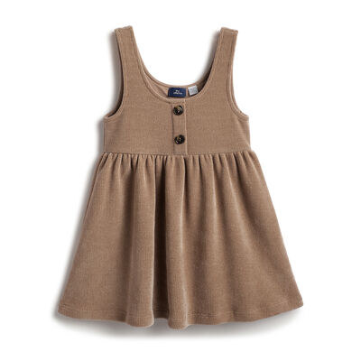 Girls Dark Natural Solid Sleeveless Dress