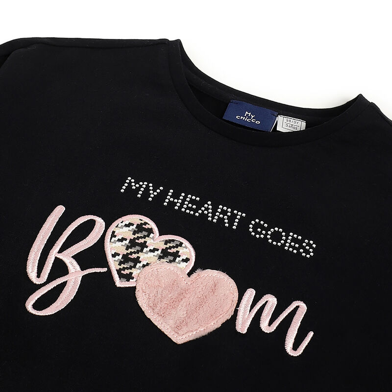 Girls Black Typography Printed Long Sleeve T- Shirt image number 2