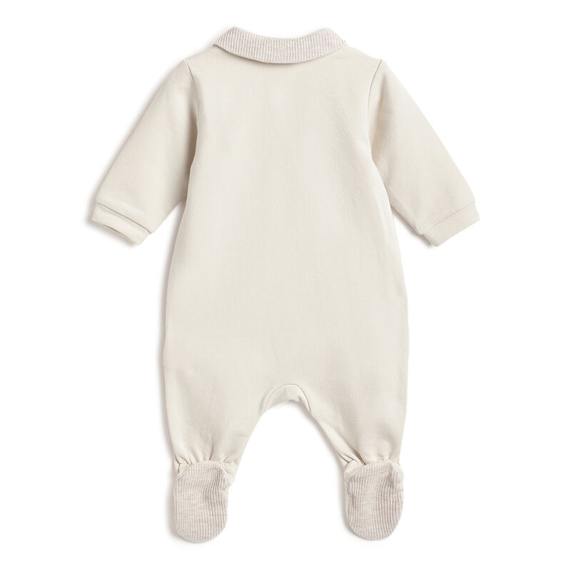 Boys Beige Applique Front Opening Babysuit image number 1
