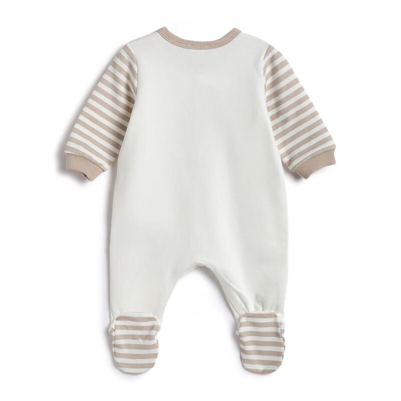 Infants Beige Animal Printed Front Opening Babysuit image number 1