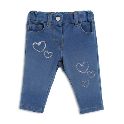 Girls Medium Blue Long Knitted Trousers