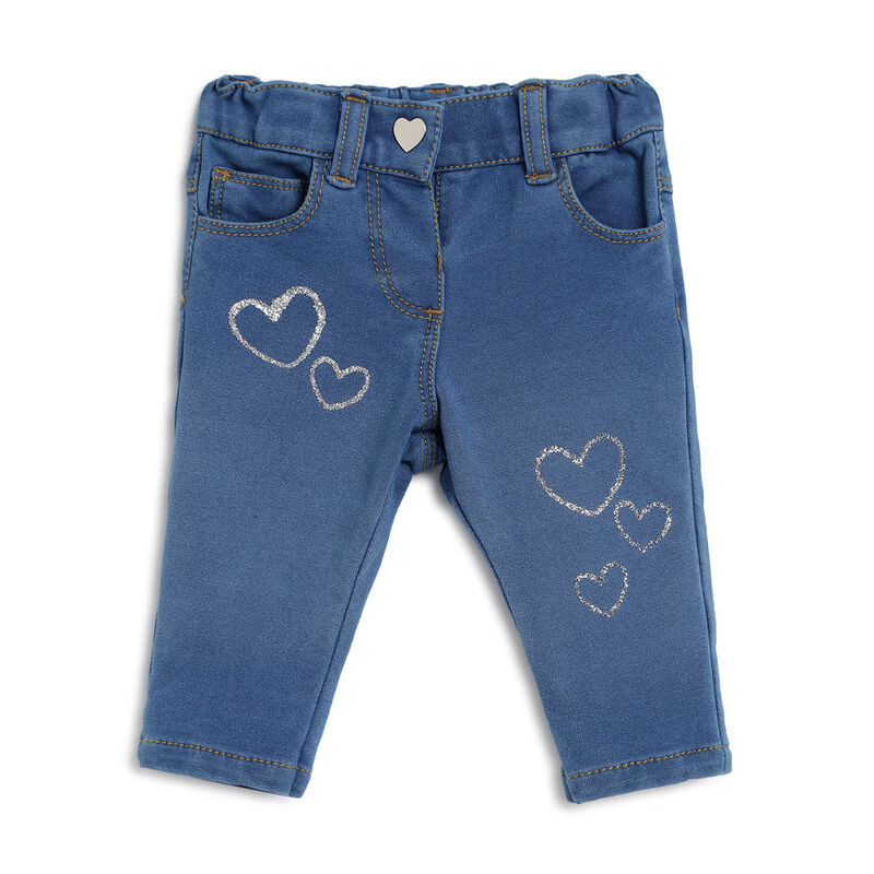 Girls Medium Blue Long Knitted Trousers image number null