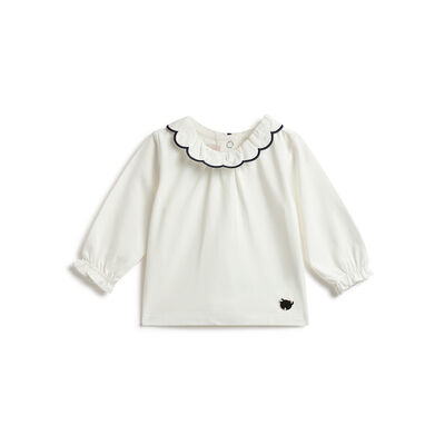 Girls White Solid Long Sleeve T- Shirt