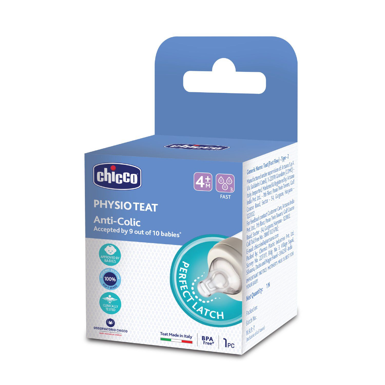 Physio Teat 4M Fast Flow Silicone 1 Pcs Online For Newborns