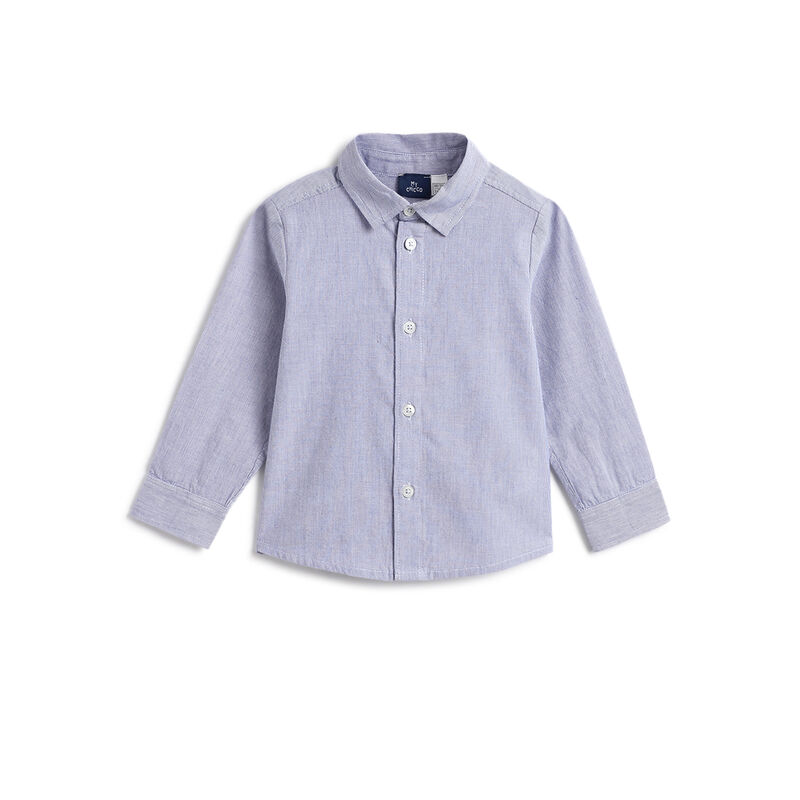 Boys Blue Solid Long Sleeve Shirt image number 0