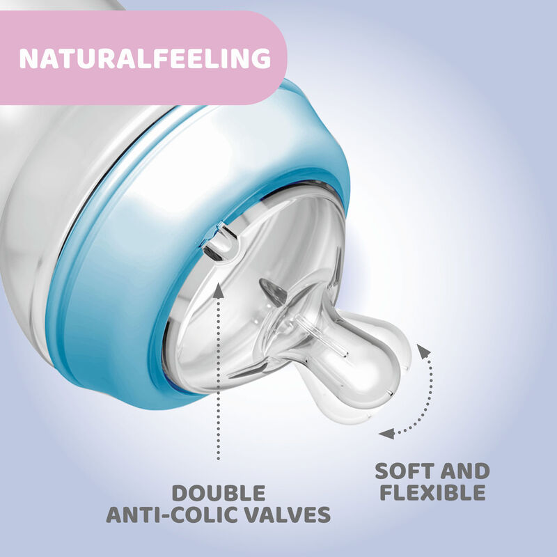 Natural Feeling Feeding Bottle (330ml, Slow) (Blue) image number 1