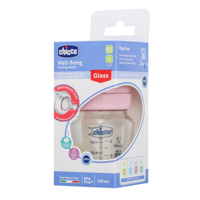 Well-Being Glass Feeding Bottle (120ml, Slow Flow) (Pink) image number 5