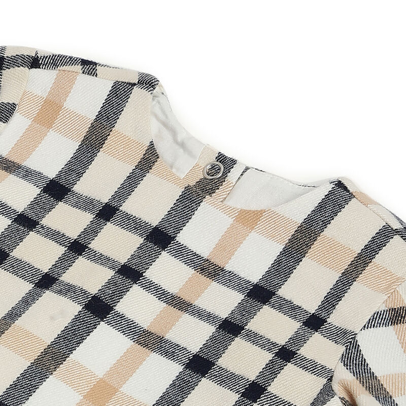 Girls Medium Natural Checked Long Sleeve Dress image number 2