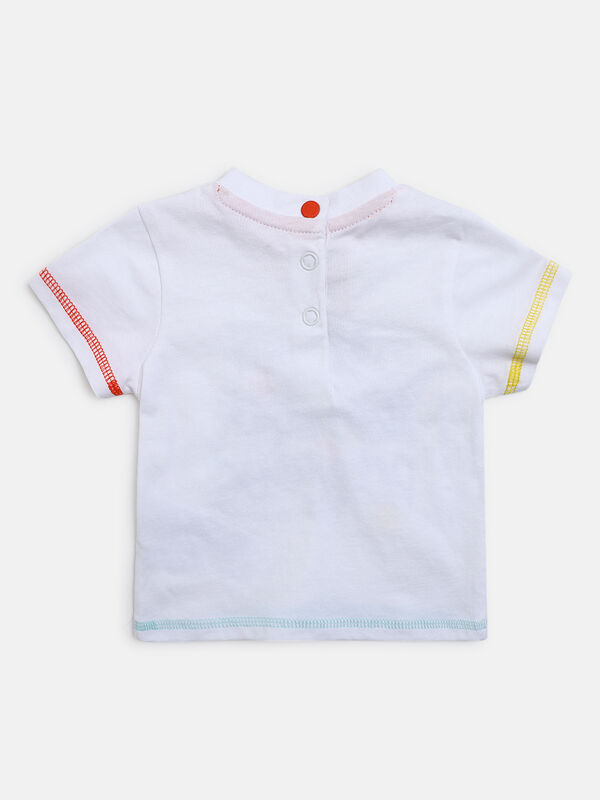 Boys White & Blue Printed T-Shirt with Short Pants image number null