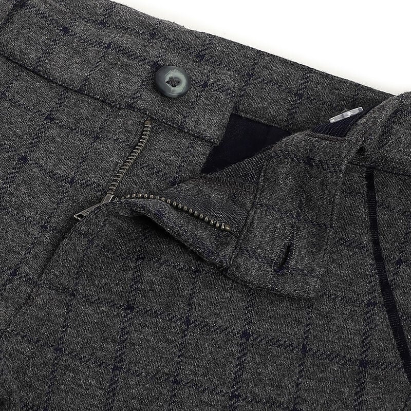 Boys Dark Grey Checked Trousers image number 2