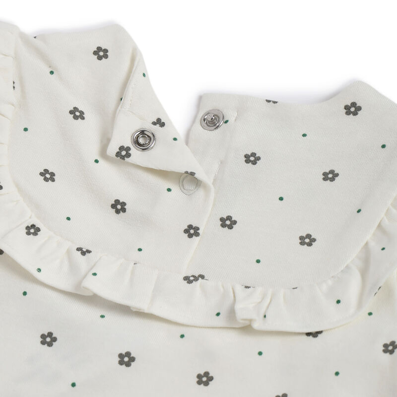 Girls White Floral Printed Long Sleeve T- Shirt image number 3