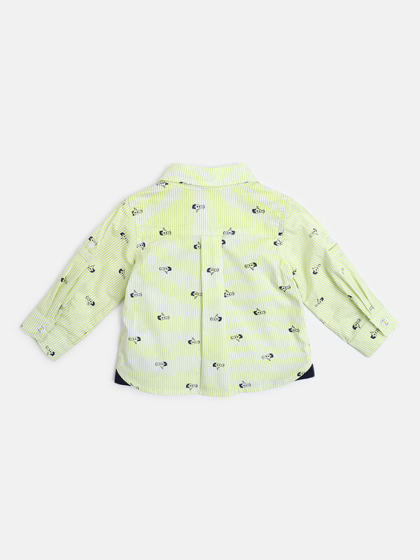 Boys White & Yellow Long Sleeve Woven Shirt image number null