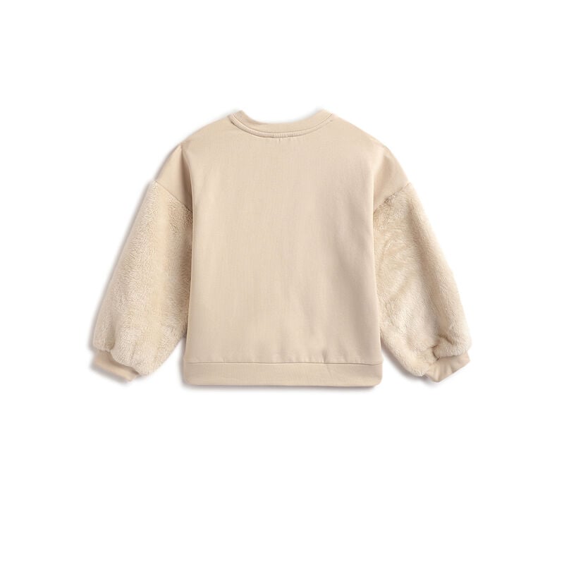 Girls Self Designed Beige Sweatshirt with Long Trousers image number 1
