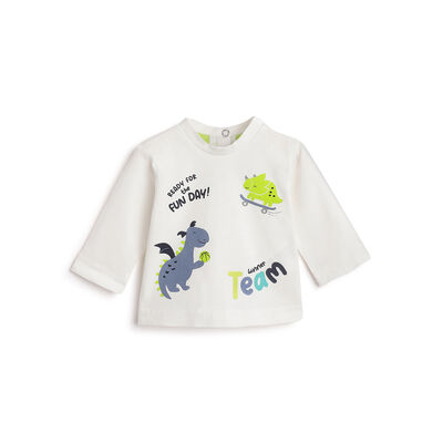 Boys White Typography Printed Long Sleeve T- Shirt