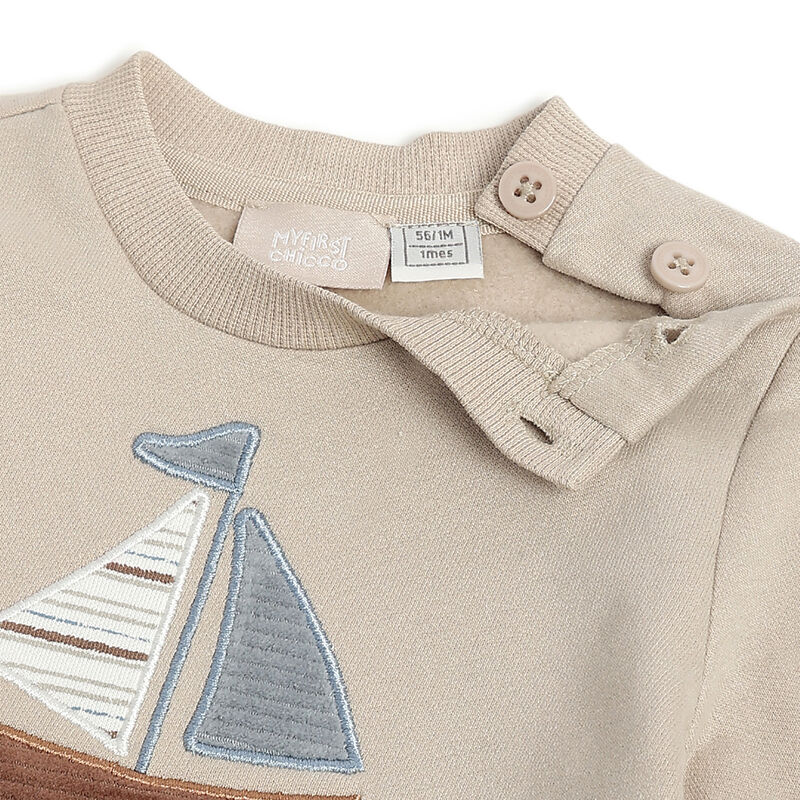 Girls Beige Applique Sweatshirt with Leggings image number 5