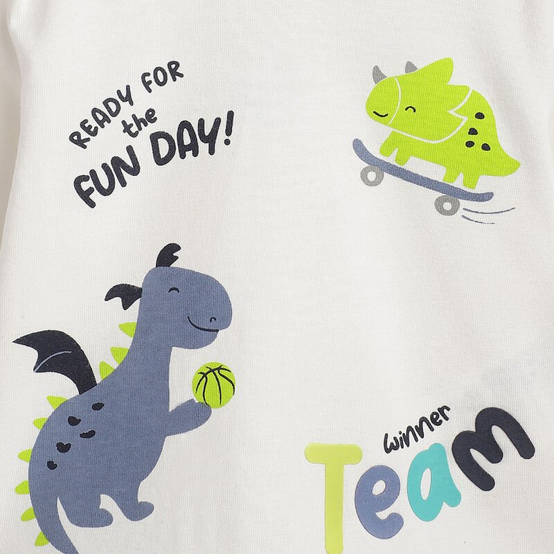 Boys White Typography Printed Long Sleeve T- Shirt image number 4