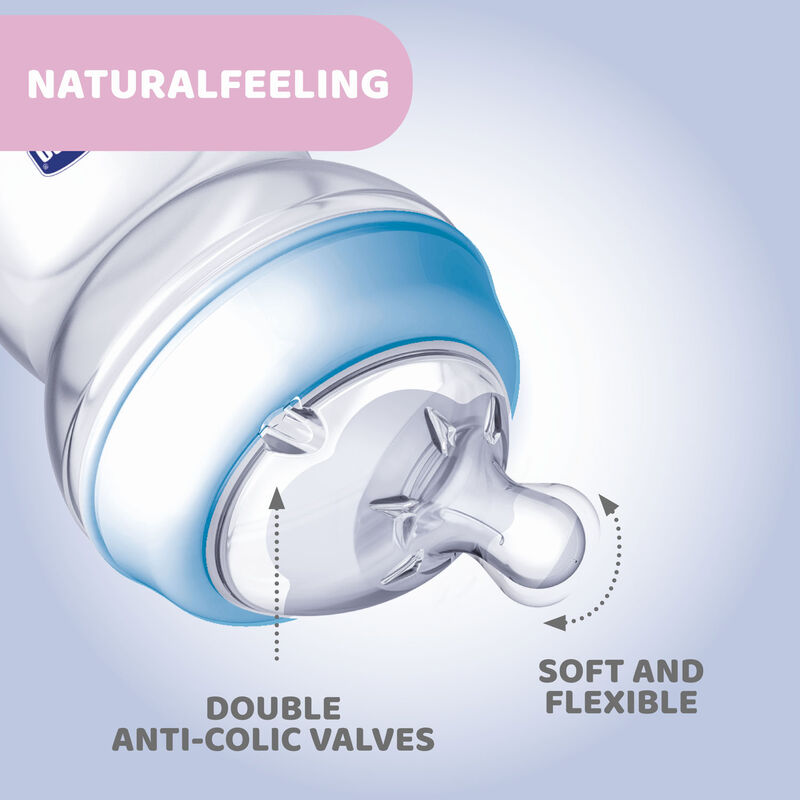 Natural Feeling Feeding Bottle (150ml, Slow) (Blue) image number 1