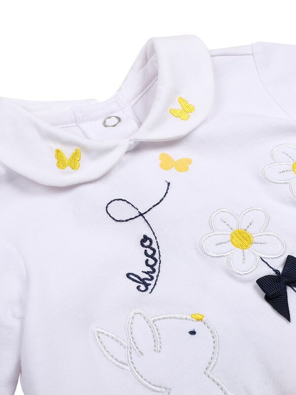 Girls White & Yellow Printed Smock with Legging image number 4