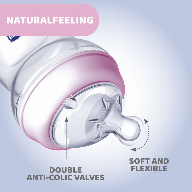 Natural Feeling Feeding Bottle (150ml, Slow) (Pink) image number 1