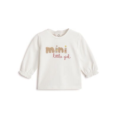 Girls White Embellished Long Sleeve T- Shirt