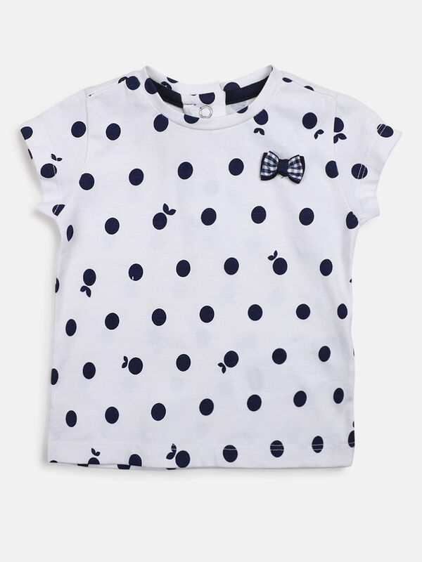 Girls White Short Sleeve Knitted T- Shirt image number null