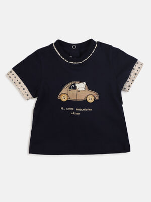 Boys Dark Blue Short Sleeve Knitted T- Shirt