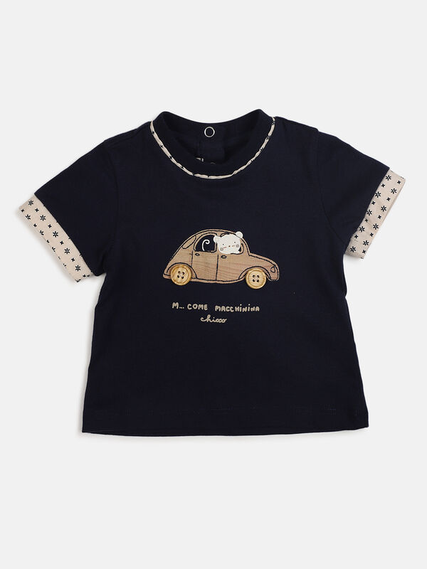 Boys Dark Blue Short Sleeve Knitted T- Shirt image number 0
