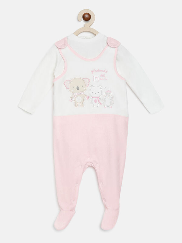 Infants Applique Babysuit-Bodysuit Set image number null