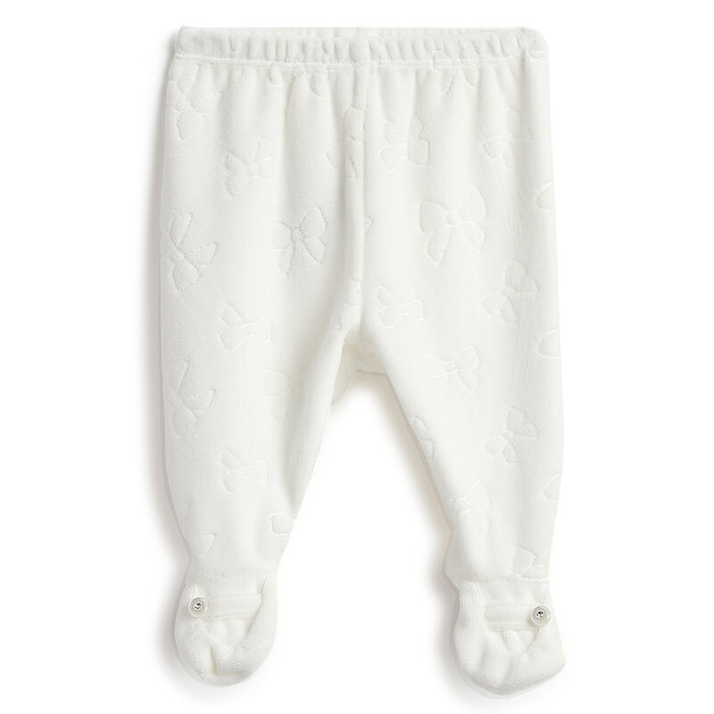 Girls White Self Design Smock with Leggings image number 2