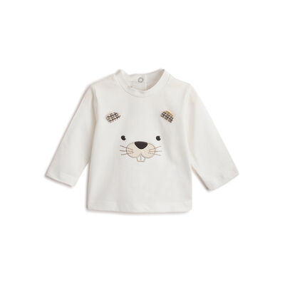 Boys White Applique Long Sleeve T- Shirt