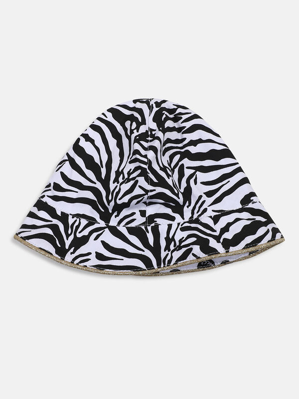 Girls White and Black Printed Cap image number null