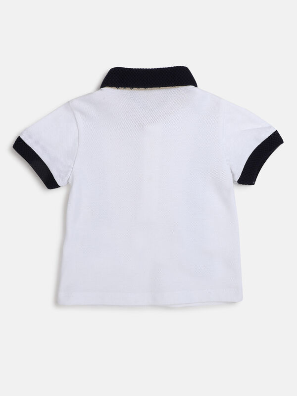 Boys White Short Sleeve Knitted Polo image number null