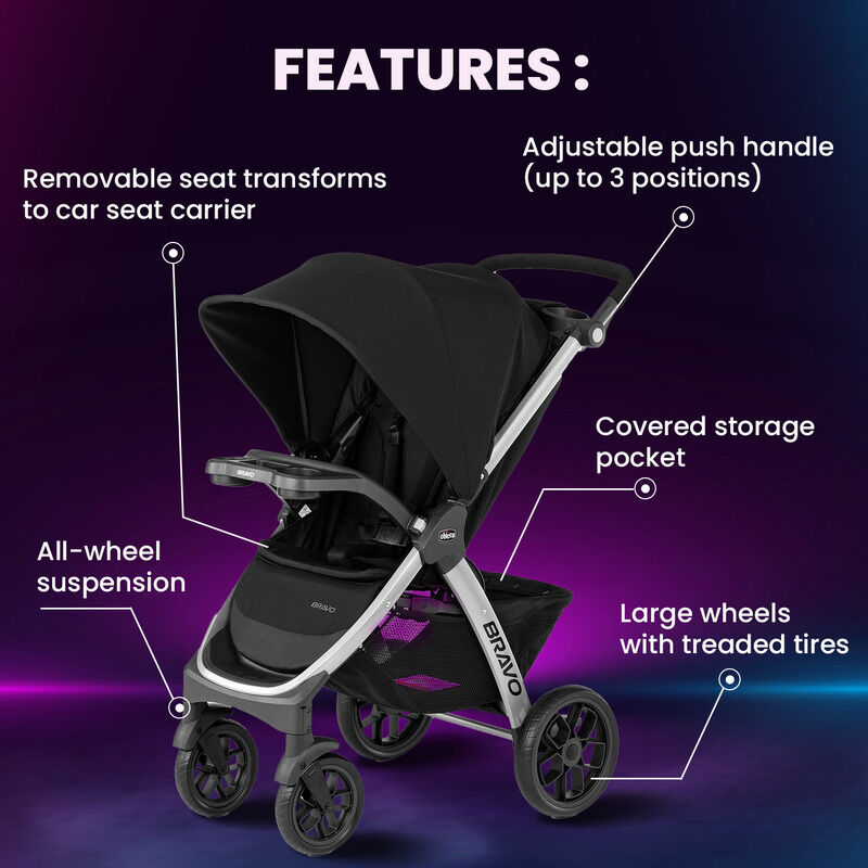 Bravo Quick Fold stroller (Black) image number 3
