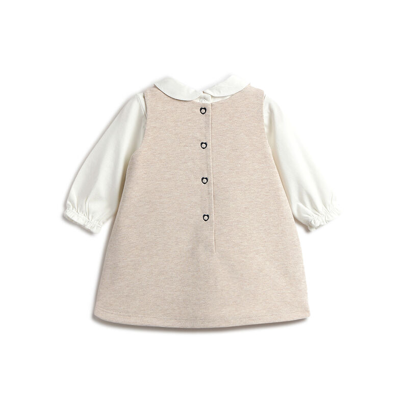 Girls White Top with Beige dress image number 1