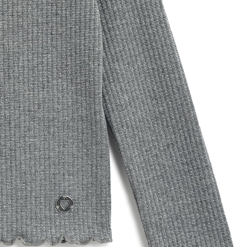 Girls Medium Grey Solid Long Sleeve T- Shirt image number 3