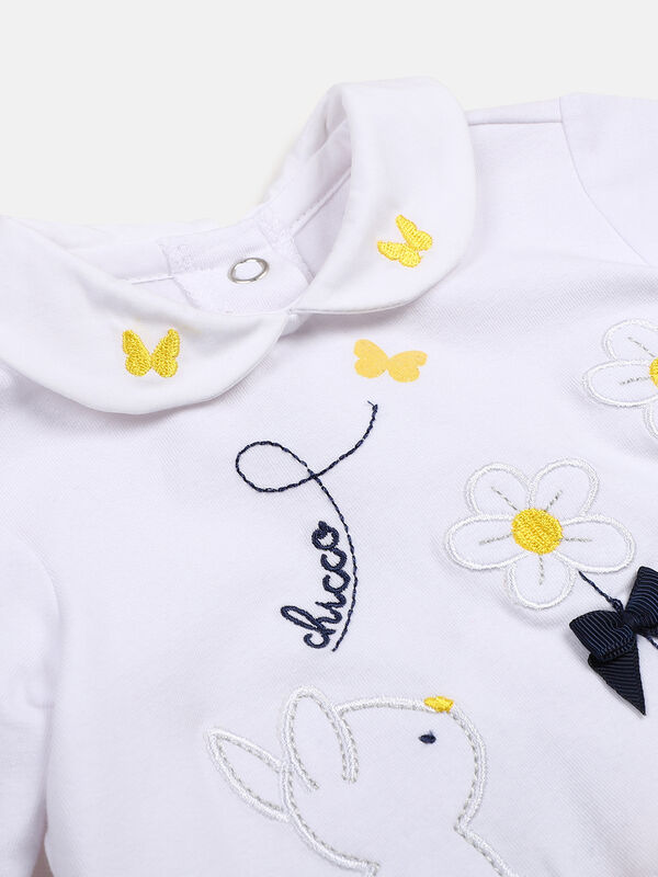 Girls White & Yellow Printed Smock with Legging image number null