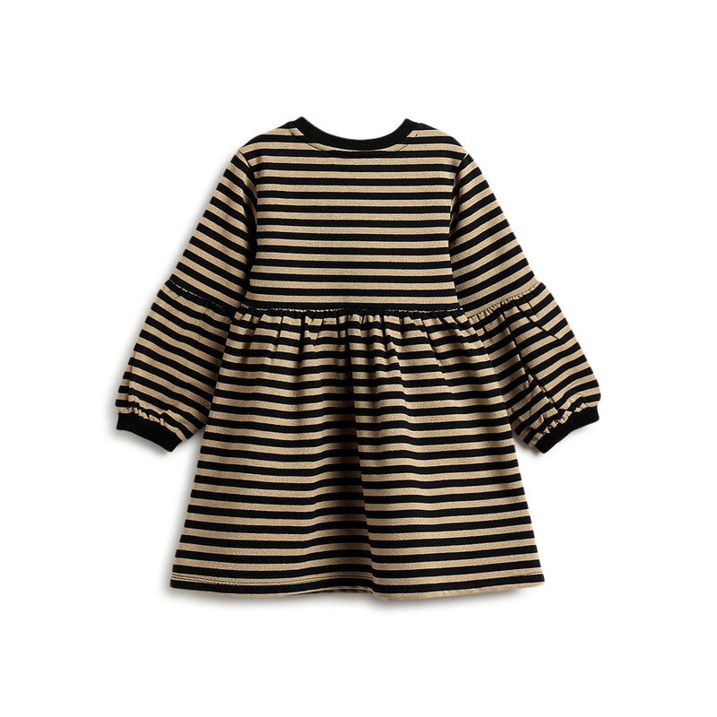 Girls Natural Striped Long Sleeve Dress image number 1