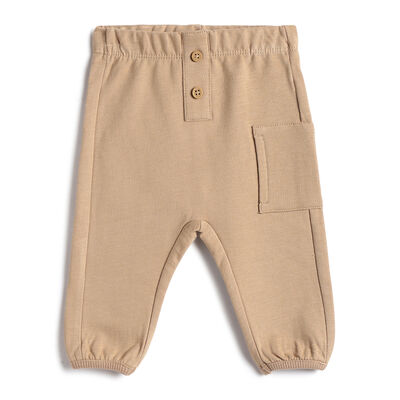 Boys Beige Solid Joggers