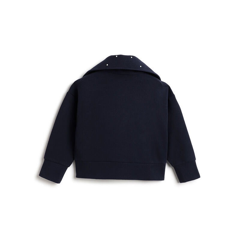 Girls Dark Blue Self Design Jacket image number 1