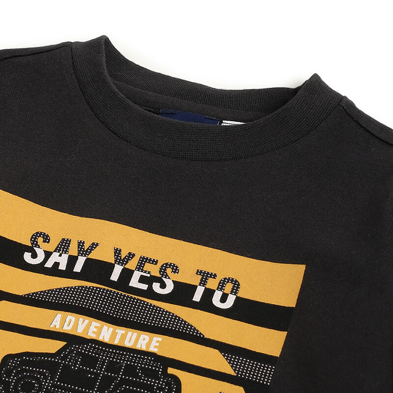 Boys Dark Grey Graphic Printed Long Sleeve T- Shirt image number 2