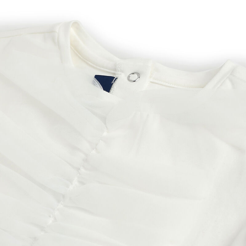 Girls White Self Design Long Sleeve T- Shirt image number 2