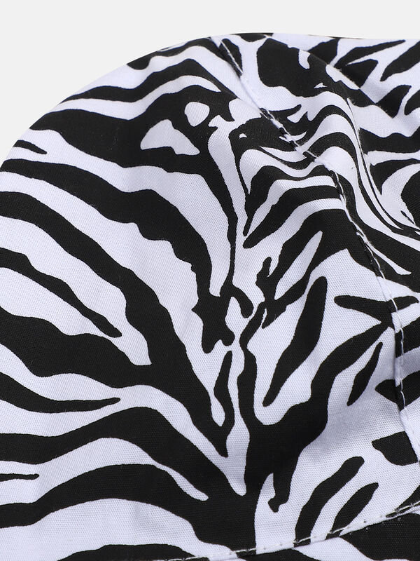 Girls White and Black Printed Cap image number null