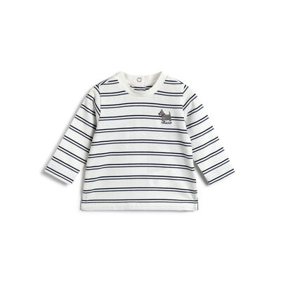 Boys White and Blue Striped Long Sleeve T- Shirt