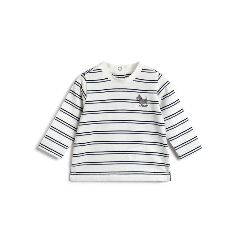 Boys White and Blue Striped Long Sleeve T- Shirt image number 0
