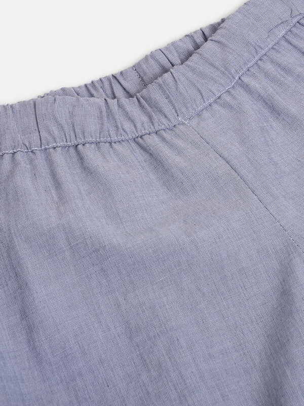 Girls White & Light Blue Long Woven Trouser image number null