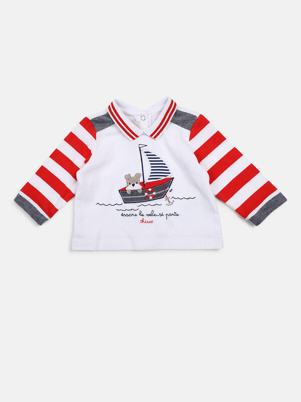 Boys White & Grey Printed Smock with  Legging image number null