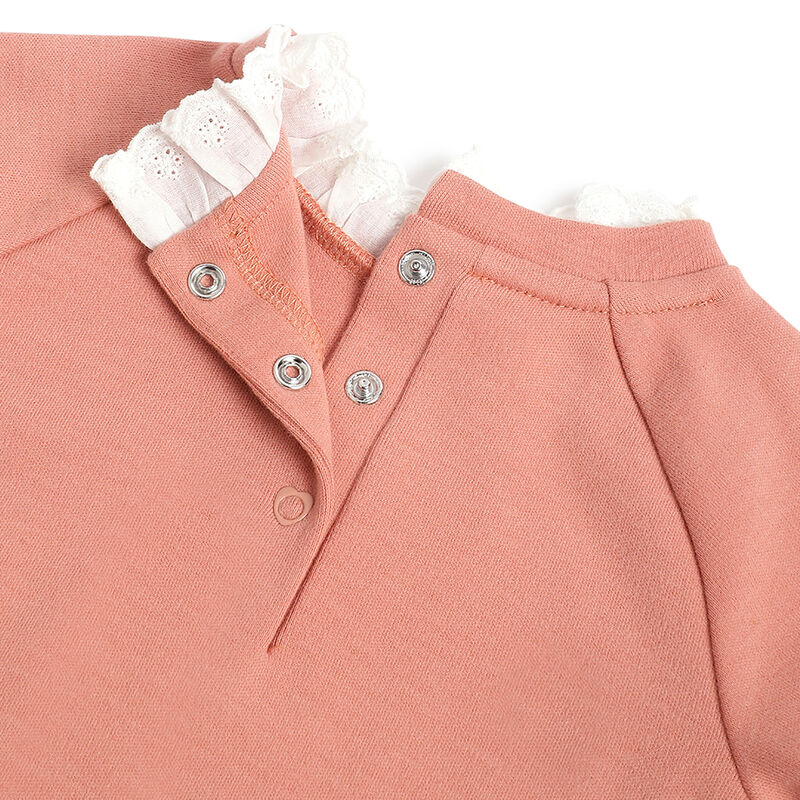 Girls Peach Applique Sweatshirt with Long Trouser image number 5